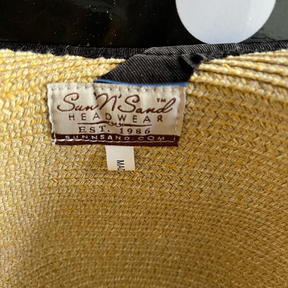 Sun N Sand Backless Straw Hat w/ Black Trim Adjustable Brim New - Picture 3 of 5